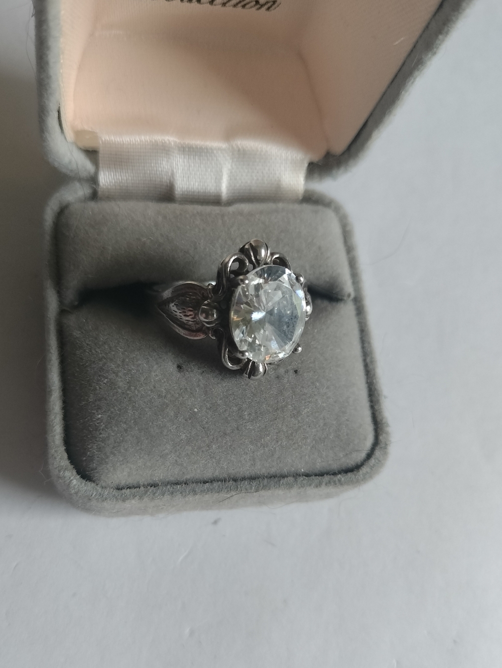 Vintage 925 Clear Stone, Large Stone Ring